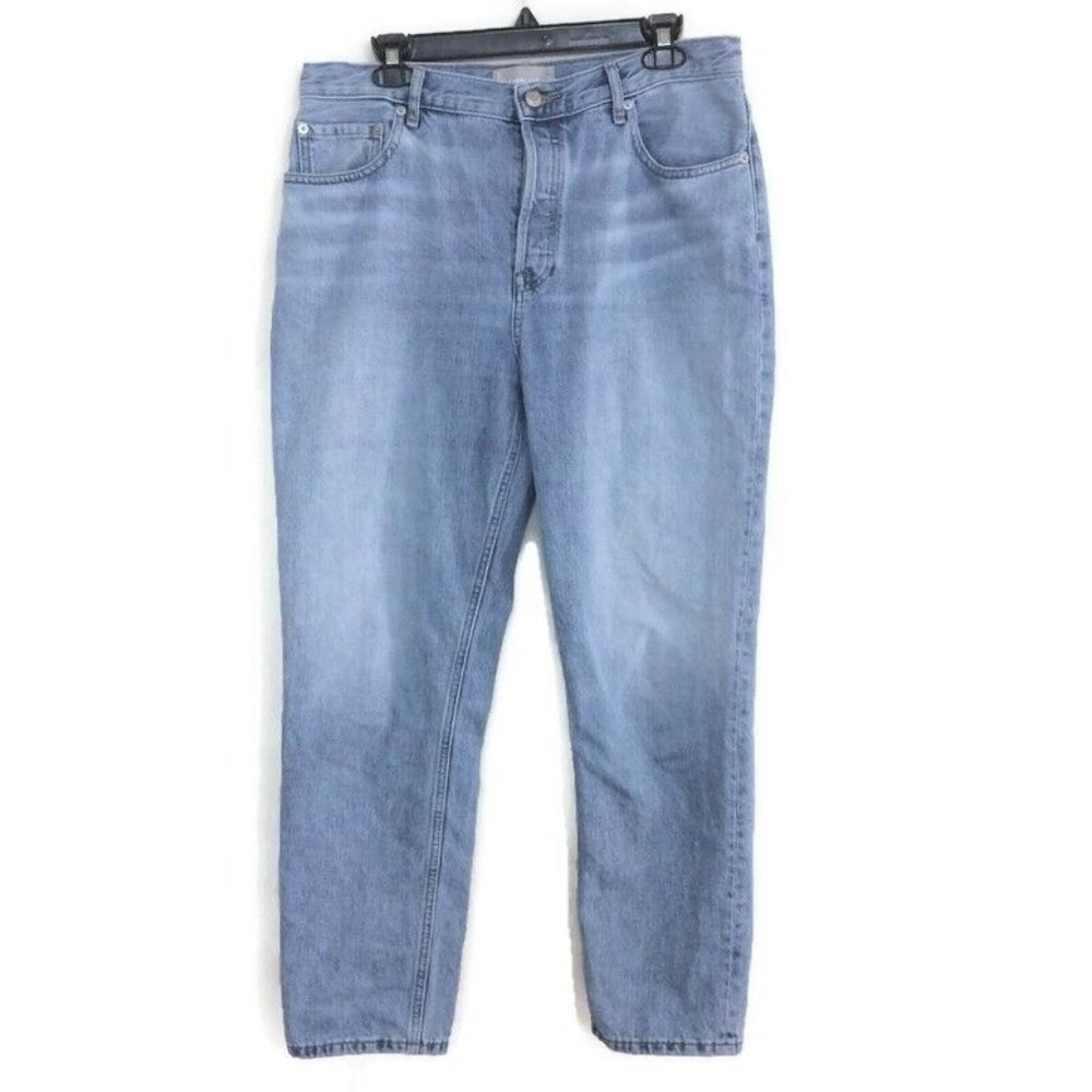 Everlane Womens The Cheeky Jeans Button Fly High Rise Light Wash Straight Sz 31